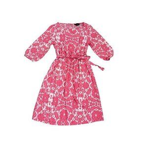 H&M Womens Pink & White Floral Print Belted Dress With 3/4 Sleeves - Size 4